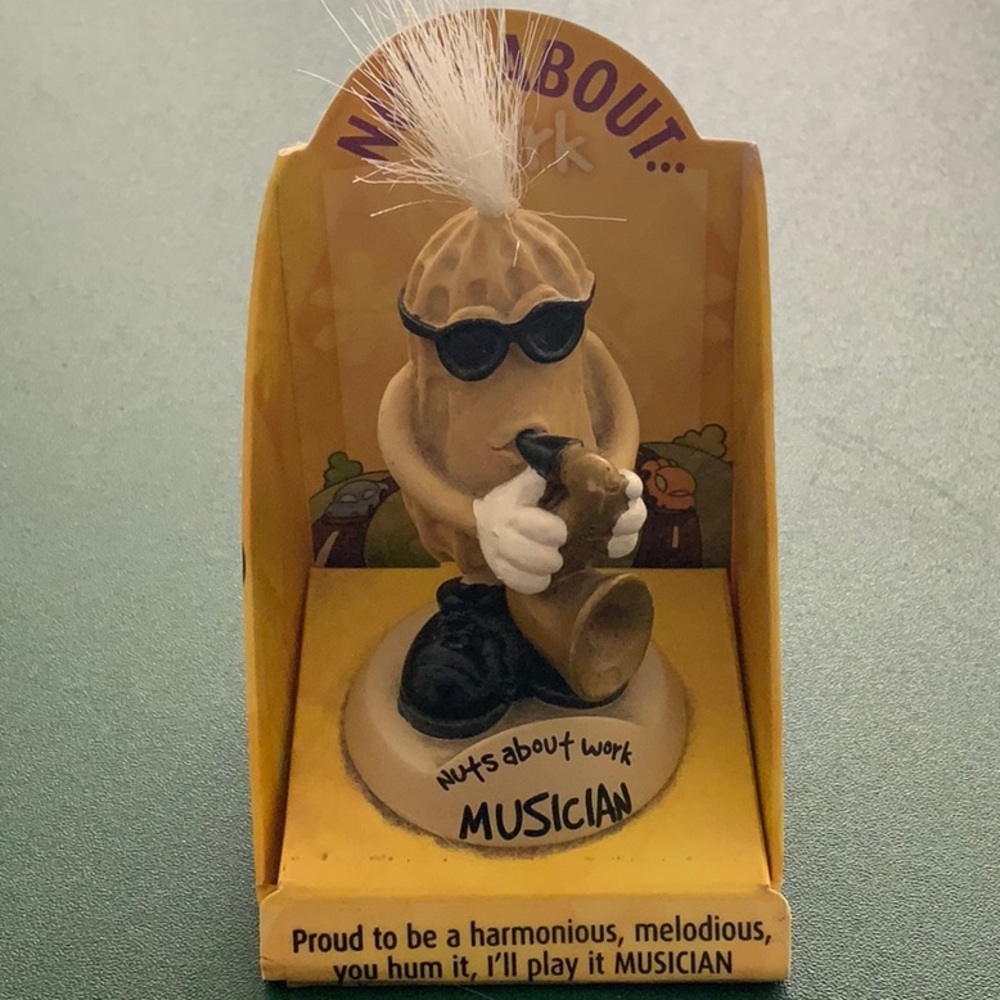 VINTAGE Nuts About Work Musician Peanut Bobble Head Figurine